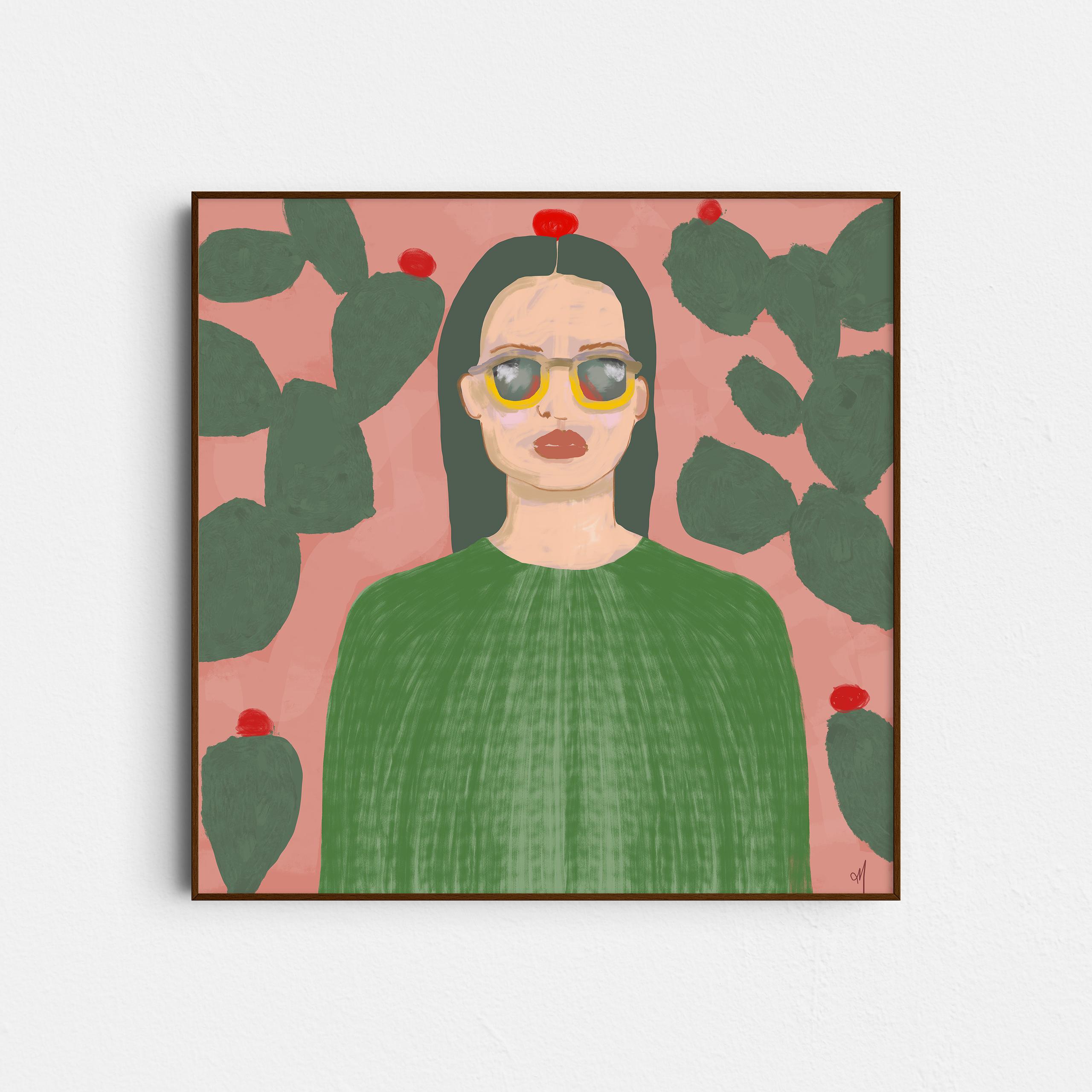 portrait, figurtive art, cactus, mexican art, mexican artist, contemporary art, contemporary illustration, monica morales, monica morales artist,