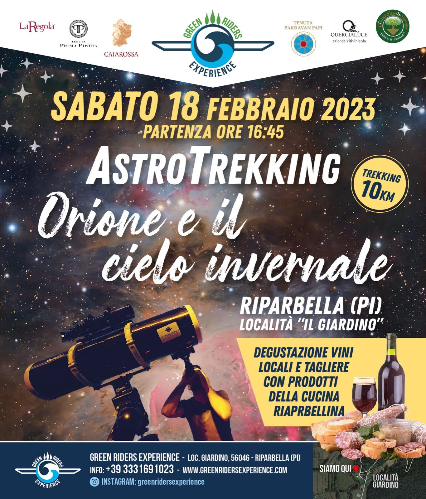 ASTROTREKKING " ORIONE E IL CIELO STELLATO INVERNALE"   SABATO 18 FEBBRAIO 2023
