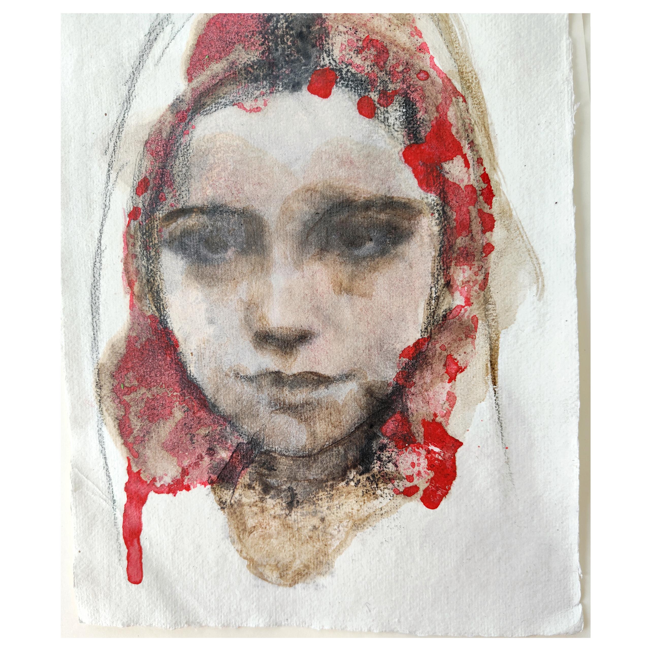 Simona Fedele Artista, piccole carte in tecnica mista disponibili, mostra d'arte, sanguigna, carboncino, olio e pastelli