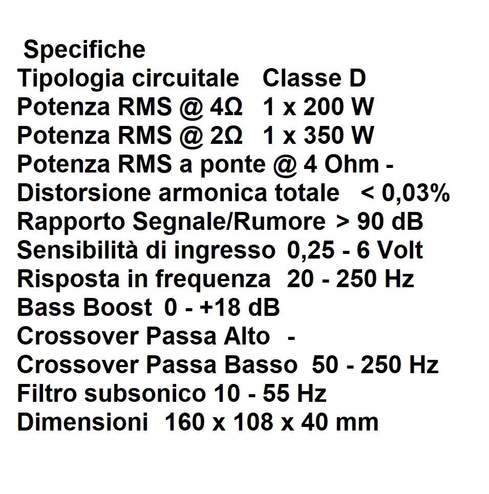 0215 - MODEL 5-AMPLIFICATORE IMPACT 700 W max - 1 CANALE - per SUBWOOFER