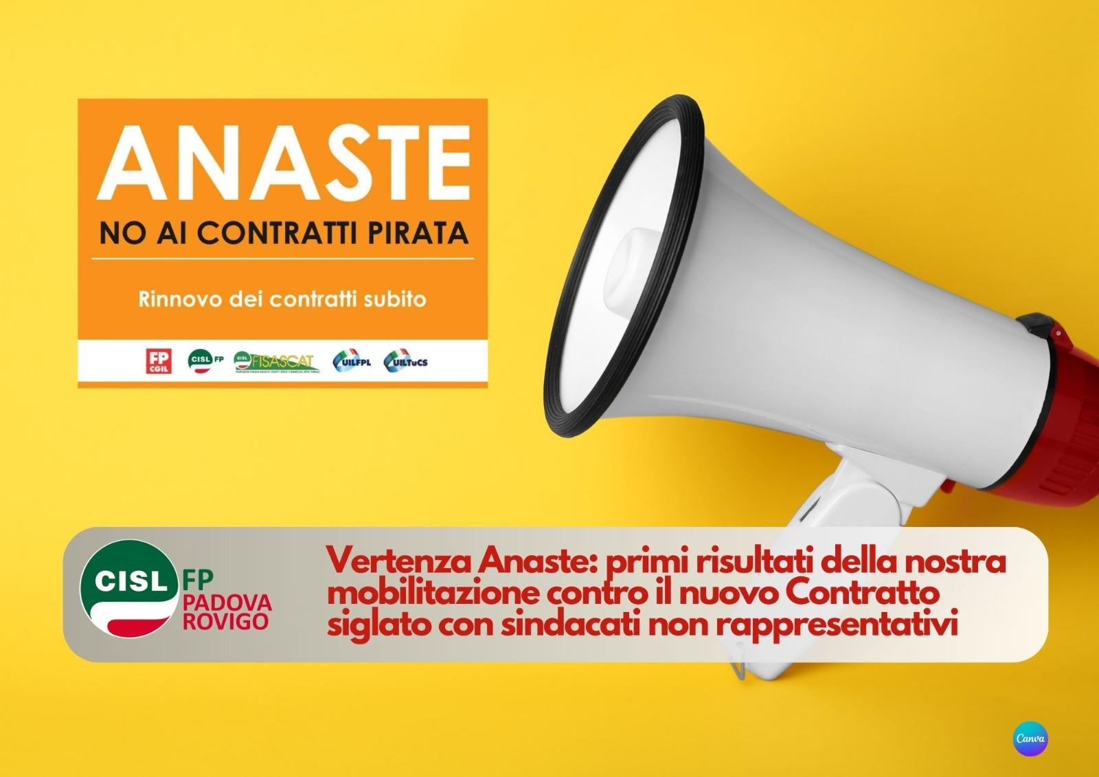 CISL FP Padova e Rovigo. Vertenza Anaste: primi risultati della nostra mobilitazione contro il nuovo Contratto