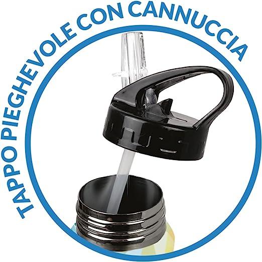 91004-Steel bottle bottiglia termica con acciaio inox con cannuccia cielo stellato