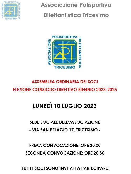 Avviso Assemblea ordinaria dei soci -  Elezione Consiglio Direttivo 2023-2025