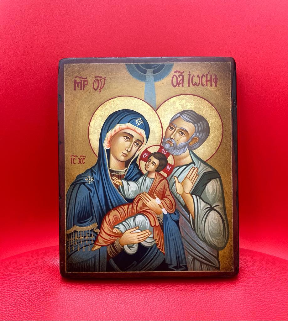 ICONA SACRA FAMIGLIA DIPINTA A MANO