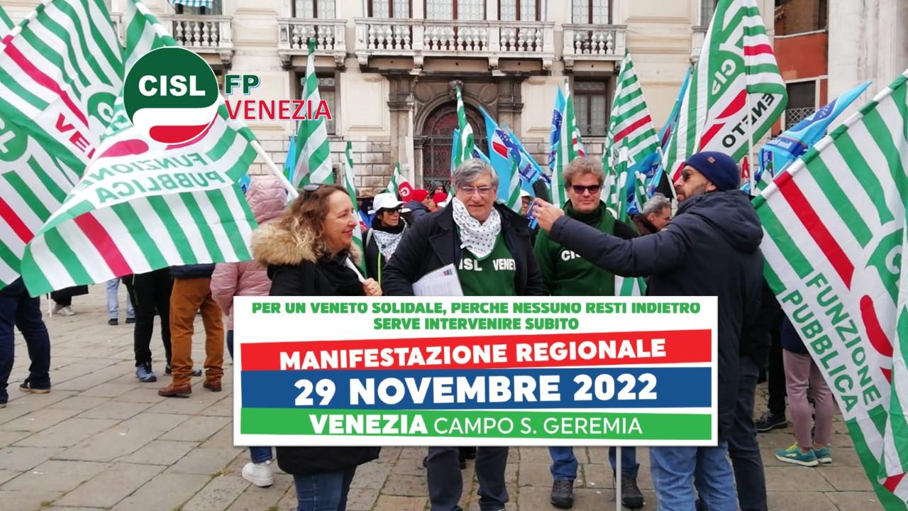 CISL FP Venezia. In piazza a Venezia il 29 novembre per salvare il welfare regionale