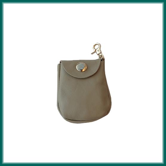 Poop bag in pelle taupe