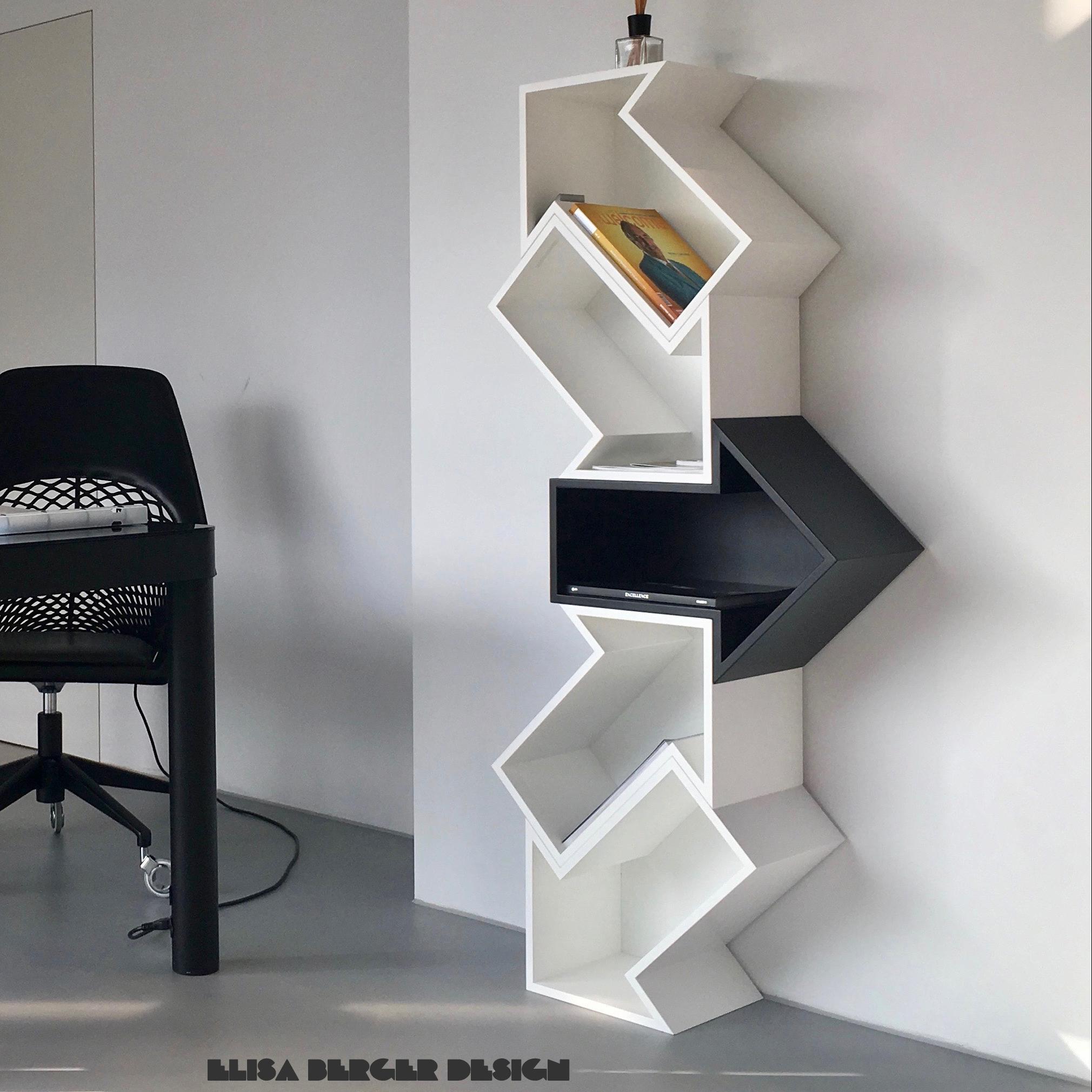 Scaffalatura legno Elisa Berger, modular shelf, Interior Design Lugano, arredamento, freccie, Arrows