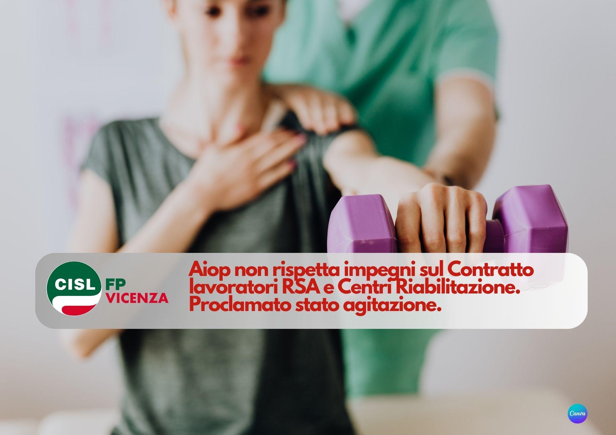CISL FP Vicenza. Aiop non rispetta impegni sul Contratto lavoratori RSA. Proclamato stato agitazione.