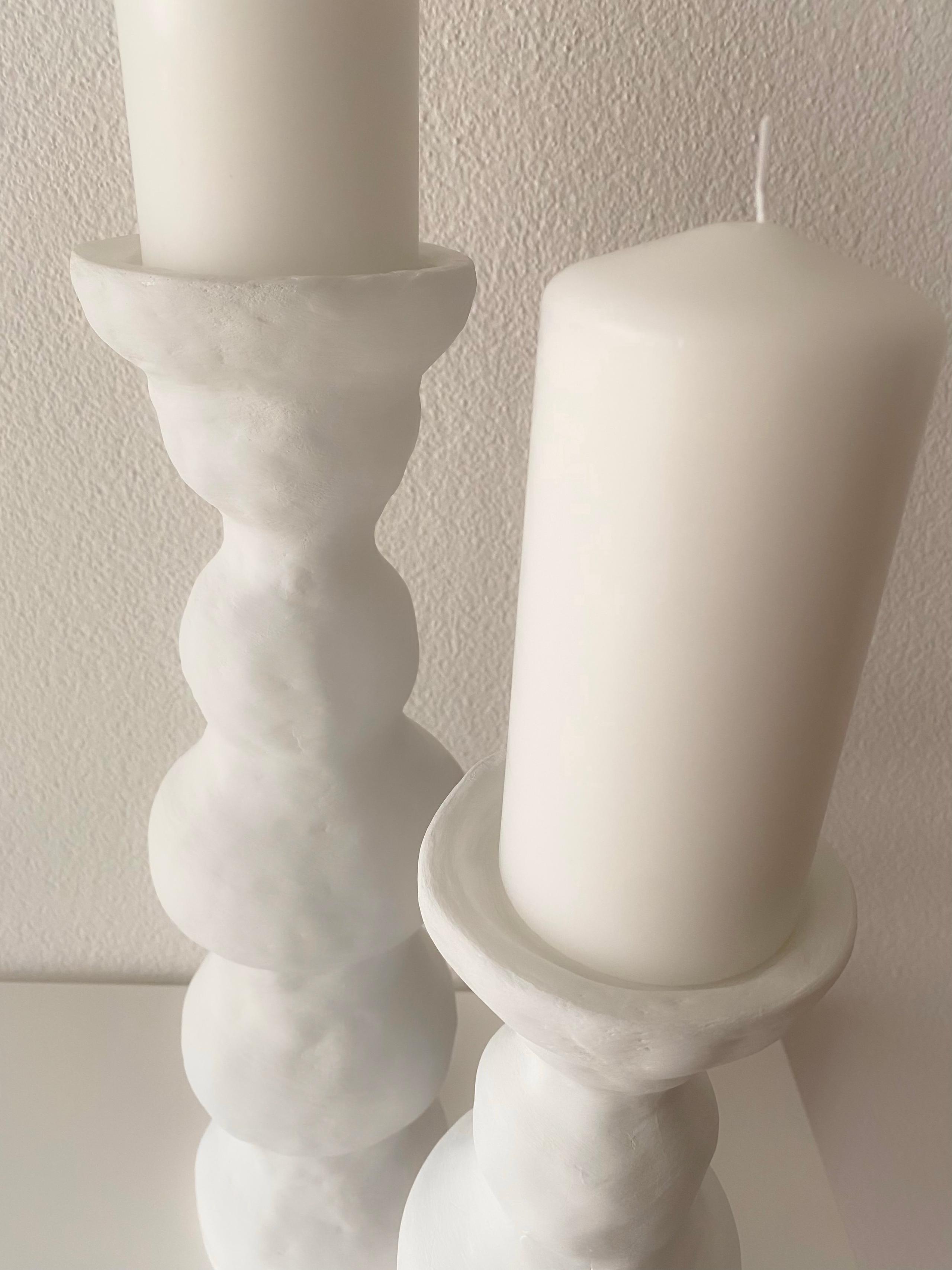 Organic White Cosy Candleholders WAVES