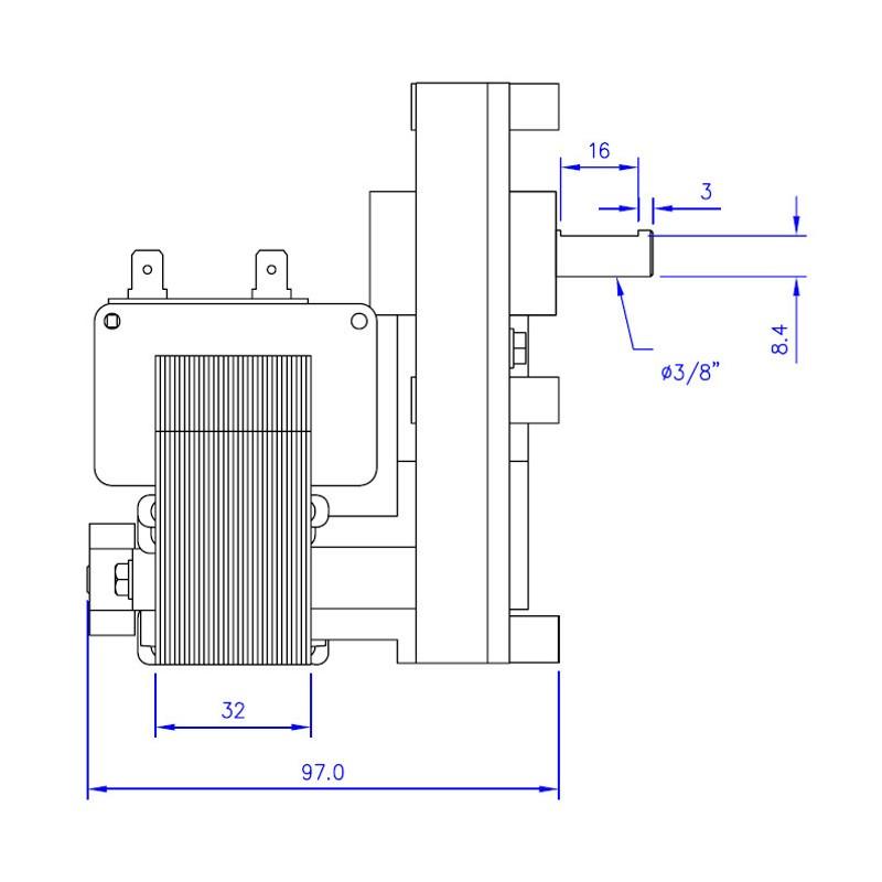 14702011 MOTORIDUTTORE 1 RPM  STUFA CALDAIA A PELLET  CON ALBERO 9,5   ROTAZIONE ORARIA