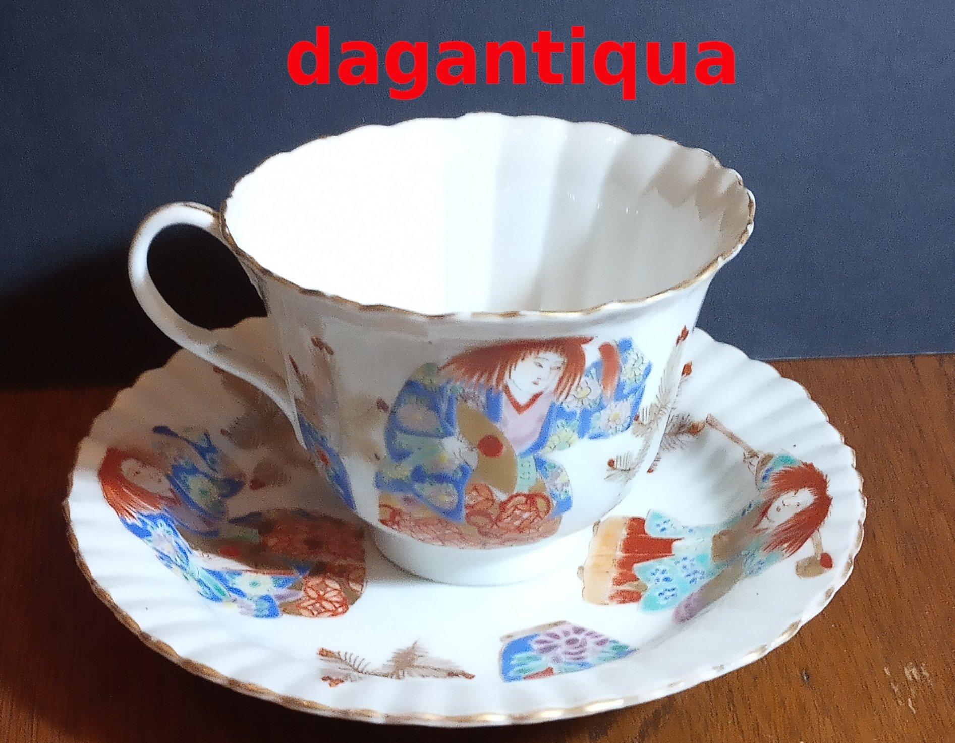 Antiquariato Eggshell giapponese tazza di porcellana & piattino