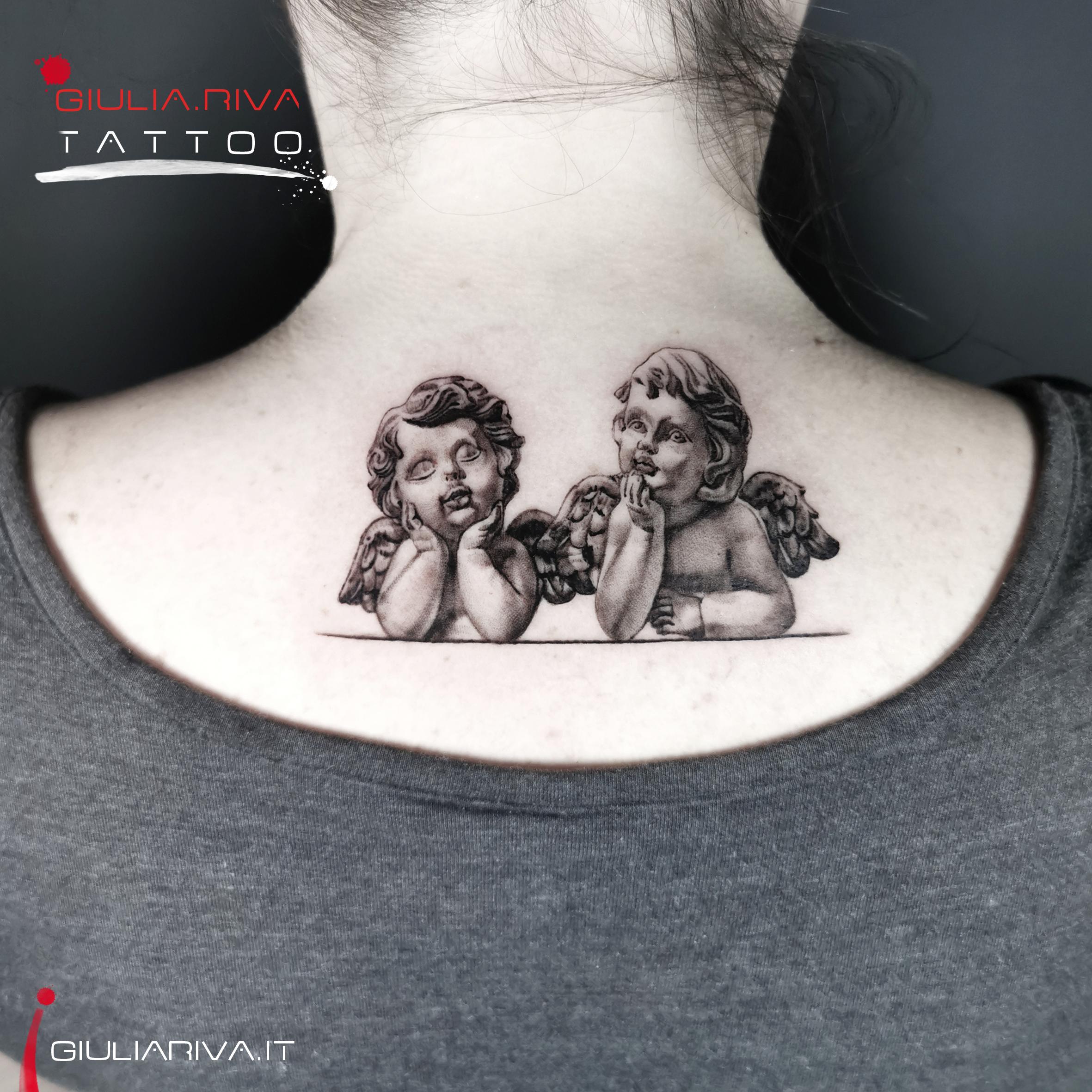 angeli angioletti putti tattoo tatuaggio realistico ritratto