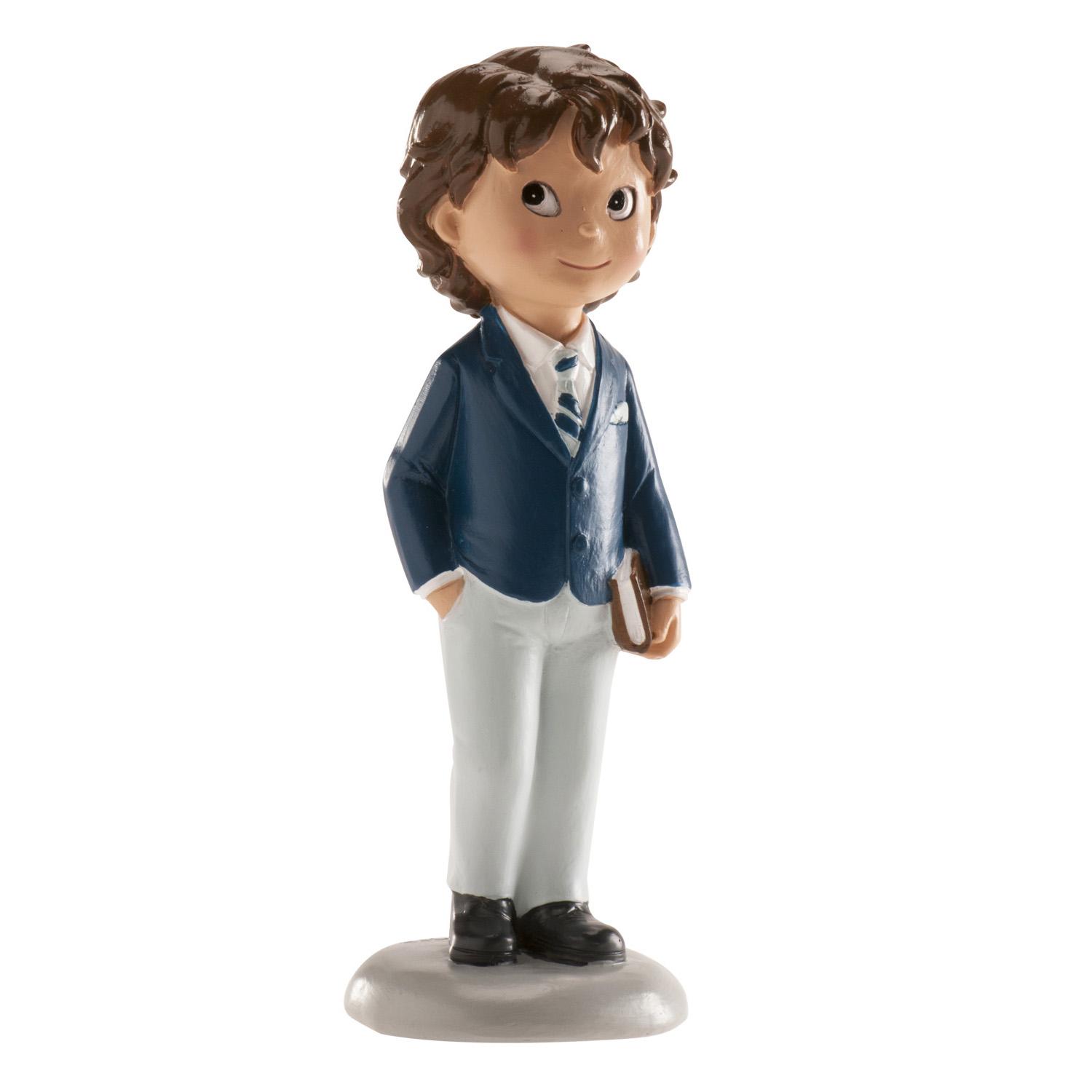 CAKE TOPPER BIMBO COMUNIONE /CRESIMA RAGAZZO ABITO BLU CM 12