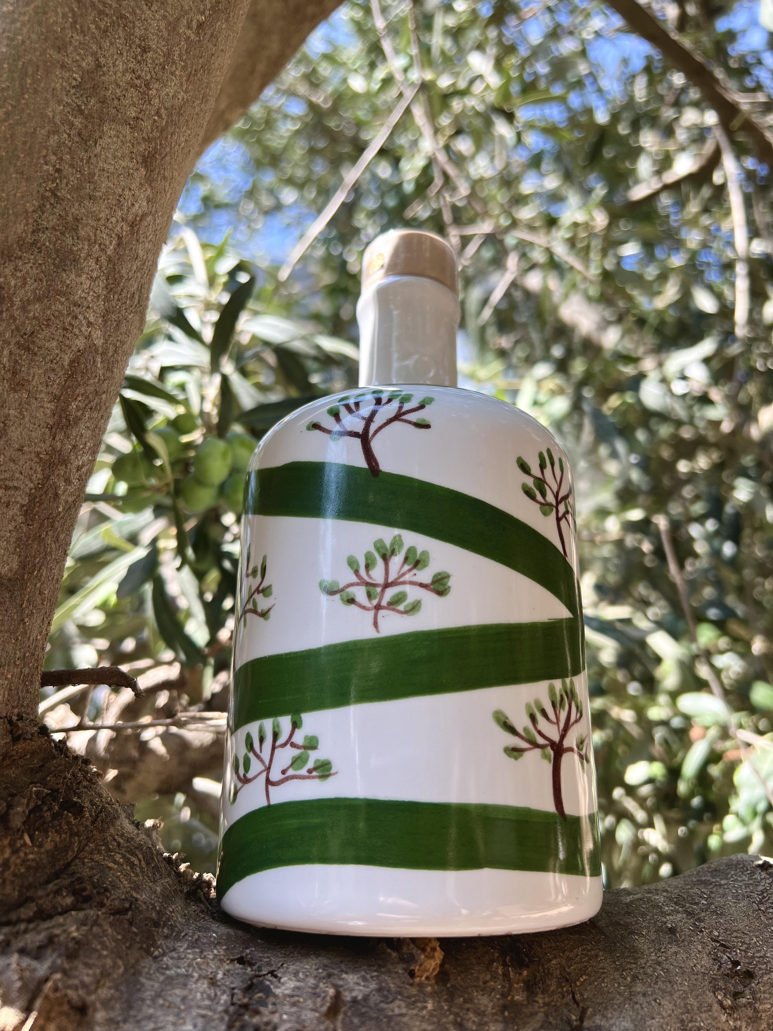 Olio EVO Bio Gradea in Bottiglia di Ceramica di Vietri | 0,50 L
