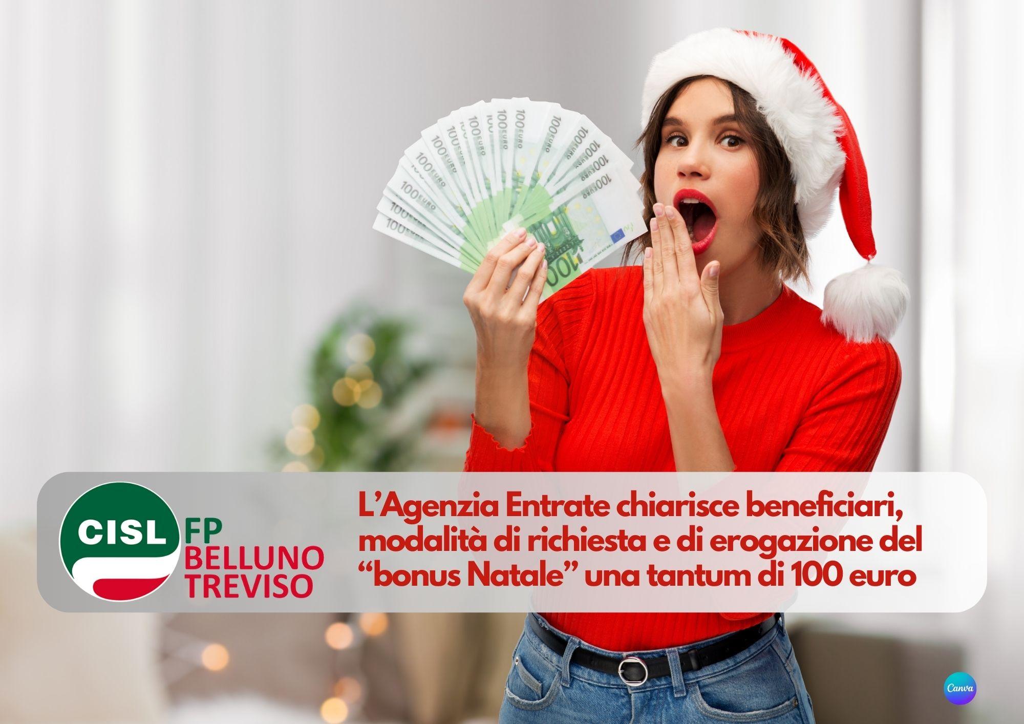 CISL FP Belluno Treviso. Bonus Natale: a chi spetta e come può essere richiesto