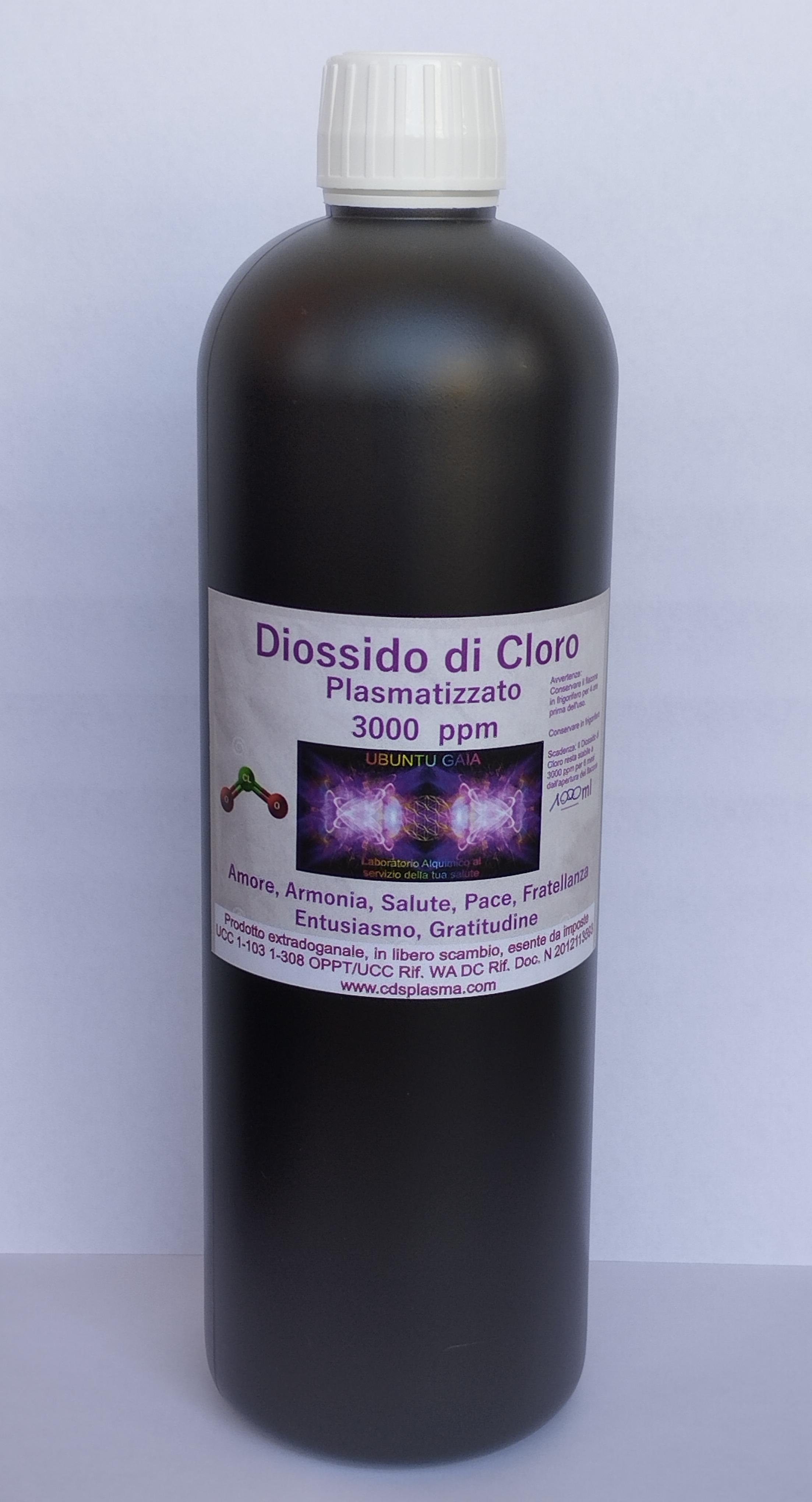 CDS 3000 ppm Diossido di Cloro uso umano (1000 ml) elaborato con la tecnologia al Plasma