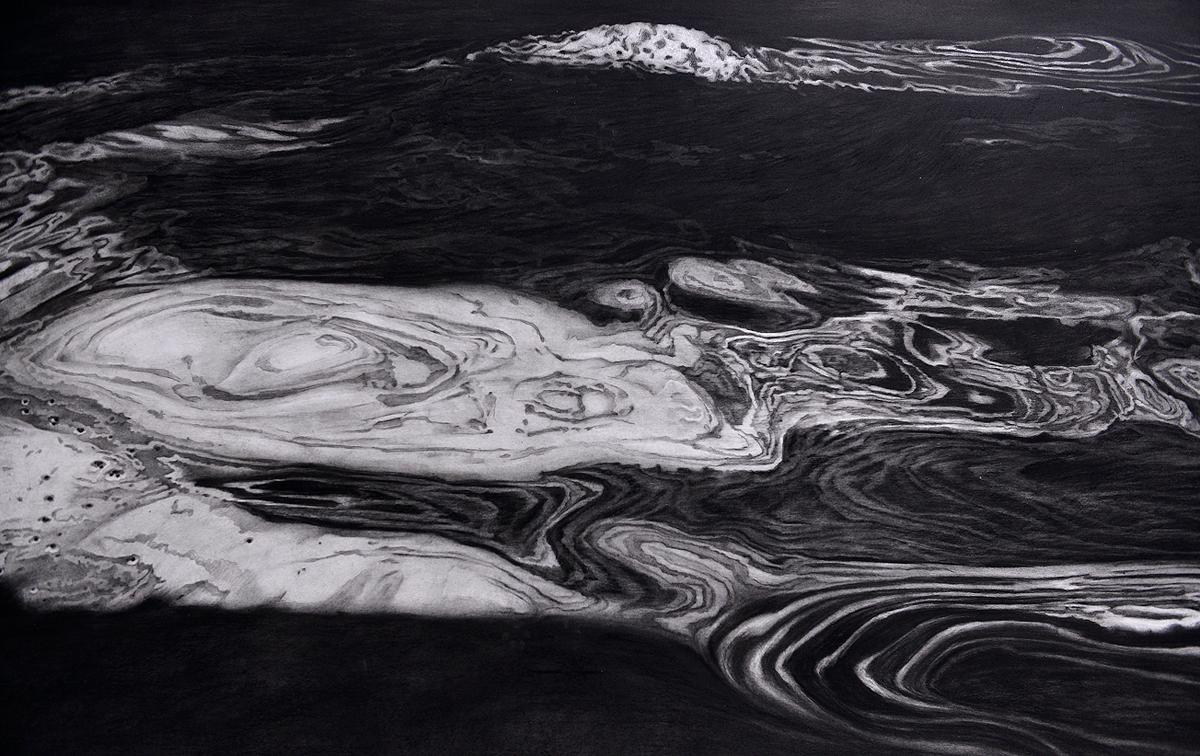 Detail from charcoal drawing on 100 % cotton paper, 640 g/m² (1.10 m x 8 m)