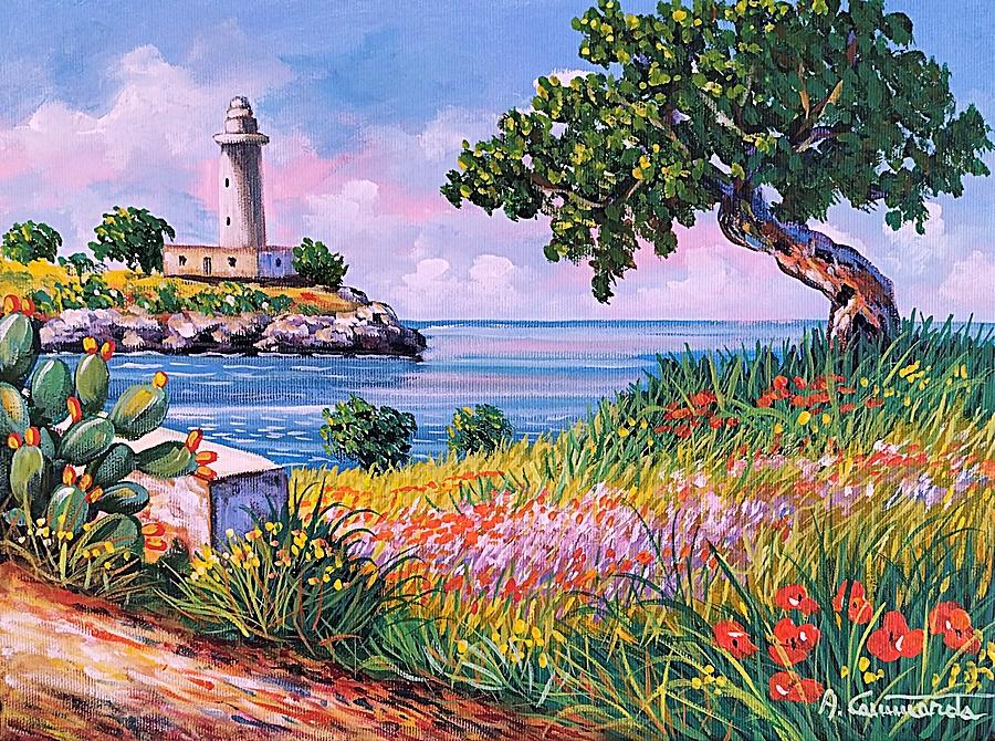 Marina con faro, 30 x 40 cm