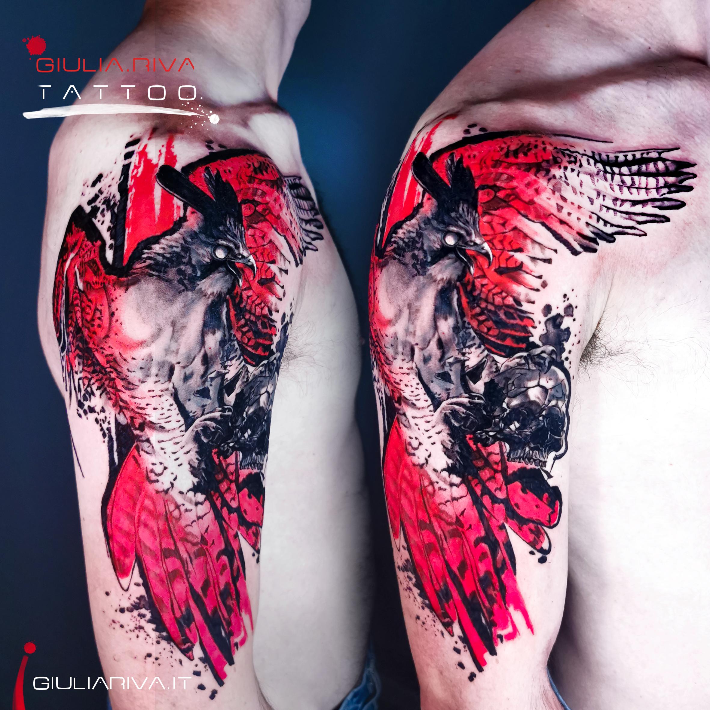fenice phoenix tattoo tatuaggio trash polka realistico ritratto animale