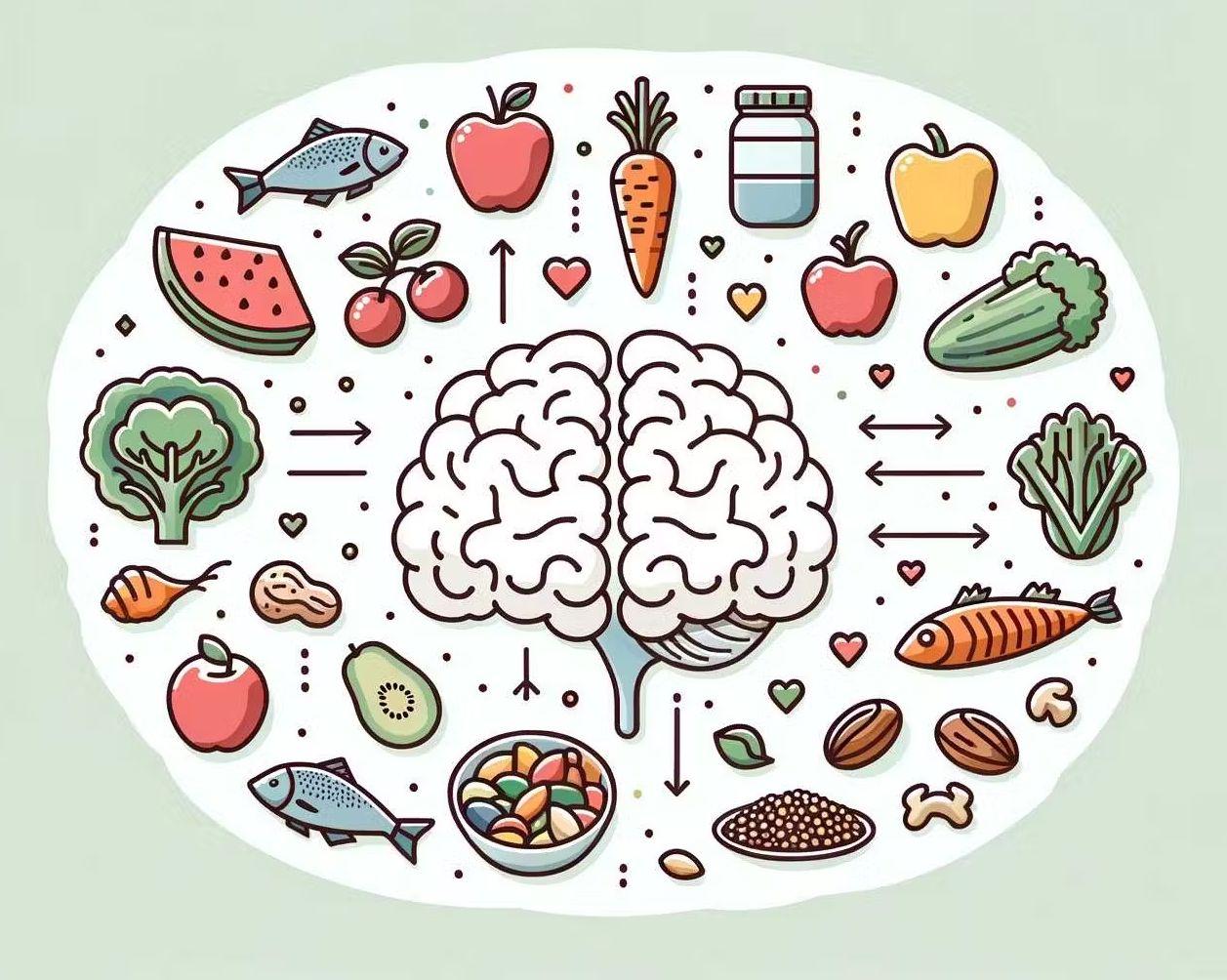 immagine che mostra il legame tra gli alimenti e il benessere psicologico