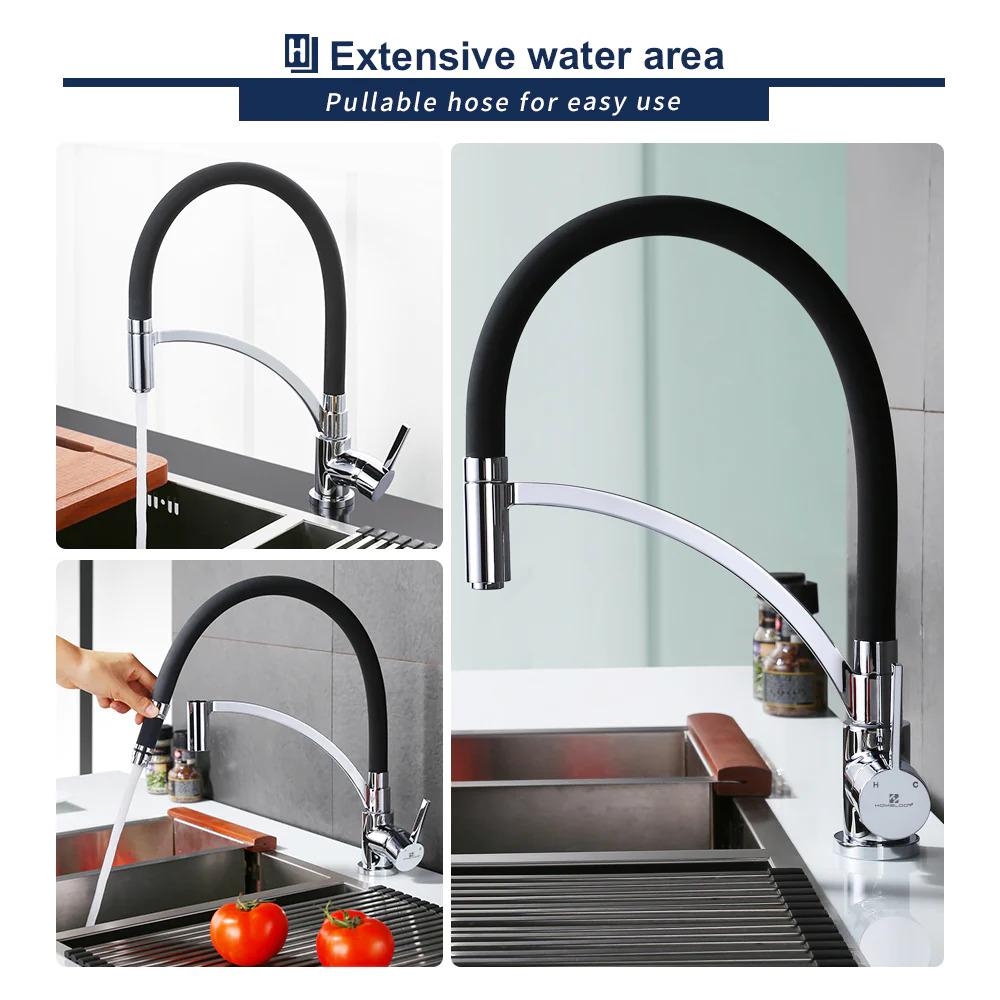 Rubinetto Cucina con Doccetta Girevole a 360° Nero