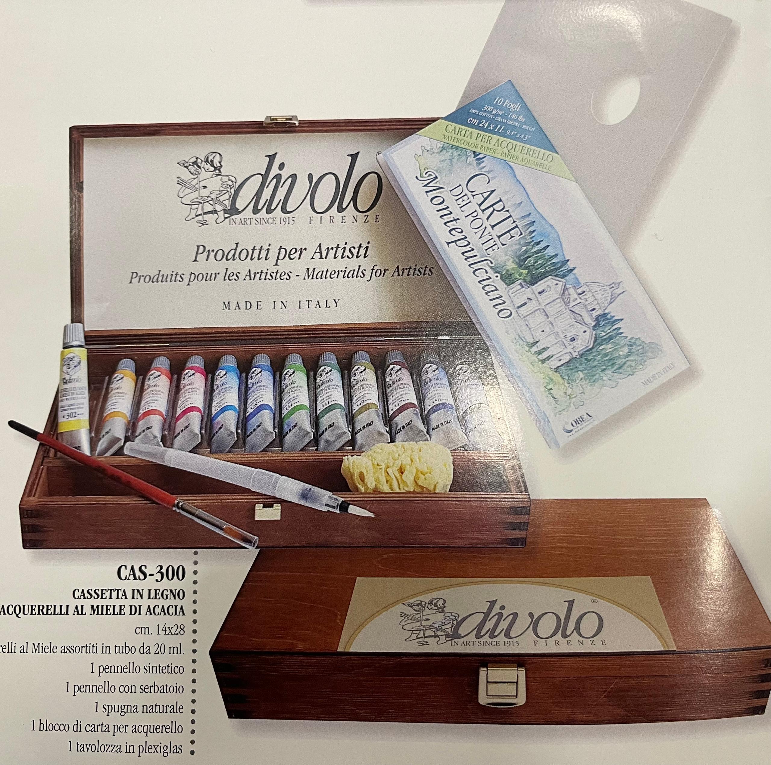 DIVOLO - Cassetta in legno con set per pittura ad acquerello - colori al miele d'acacia