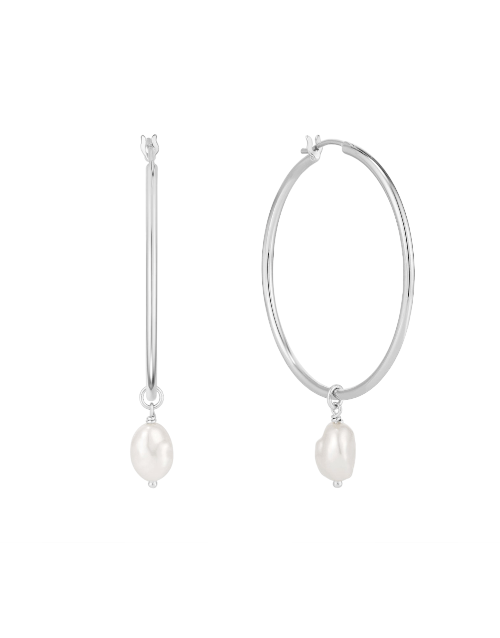 Silver Pearl Hoop Earrings Ania Haie