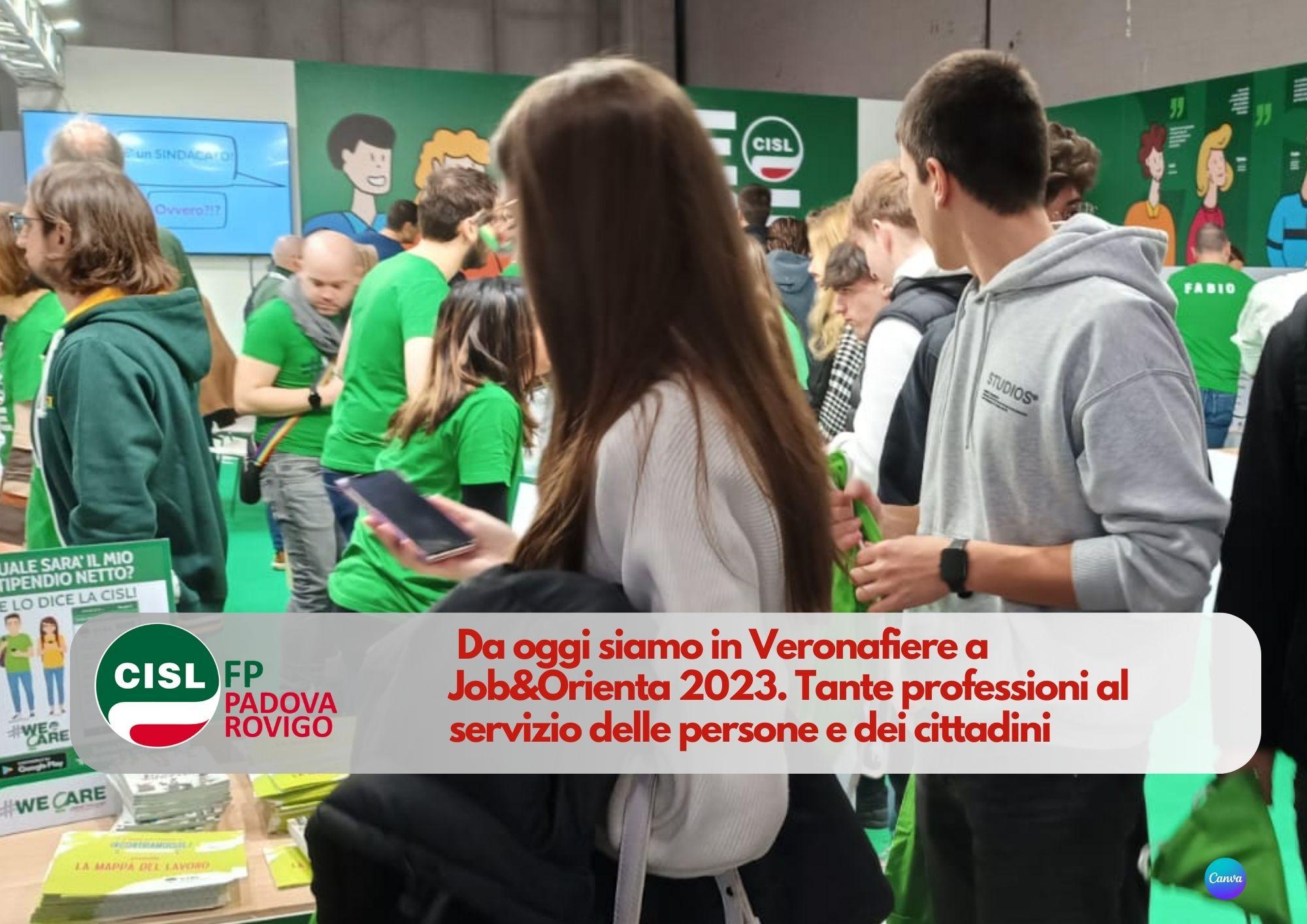 CISL FP Padova Rovigo. Siamo in Veronafiere a Job&Orienta 2023. Tante professioni al servizio delle persone e dei cittadini