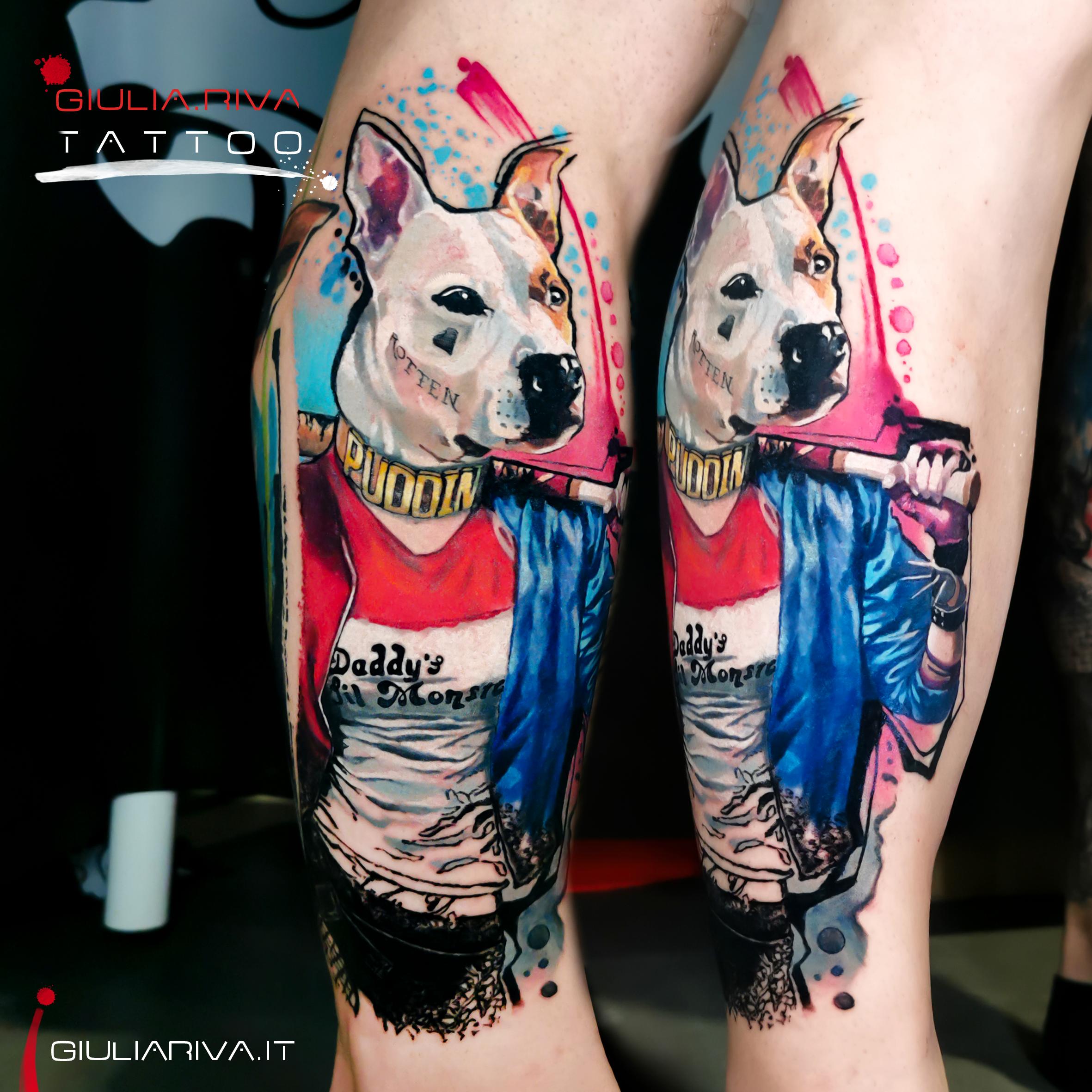 cane ritratto tatuaggio realistico