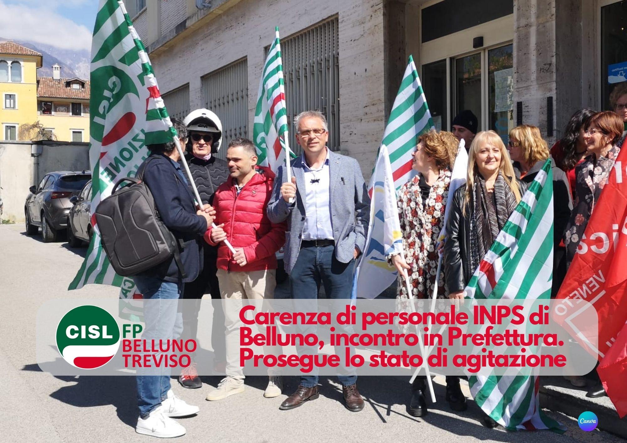 CISL FP Belluno Treviso. INPS Belluno carenza di personale. prosegue lo stato di agitazione