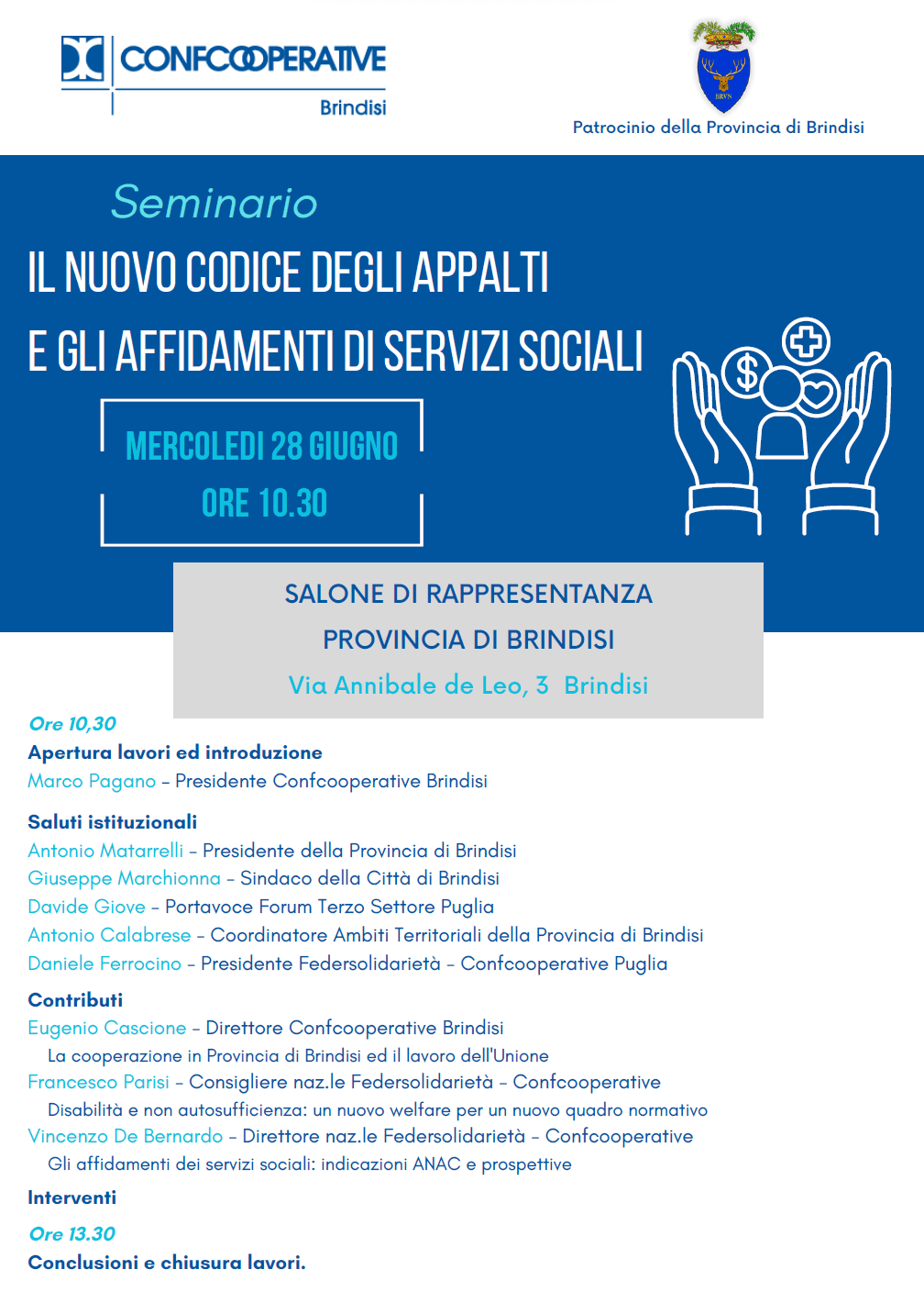 Seminario "Il nuovo codice degli appalti e gli affidamenti di servizi sociali"