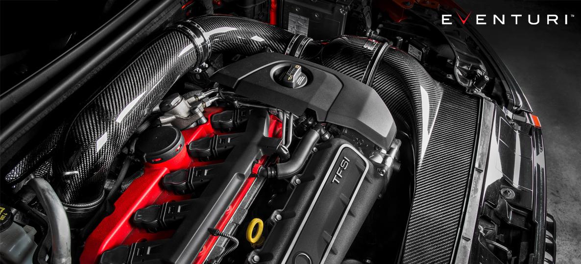Audi 8V RS3 LHD Full Black Carbon intake Gen 1 - EVENTURI - EVE-8VRS3-CF-LHD-INT