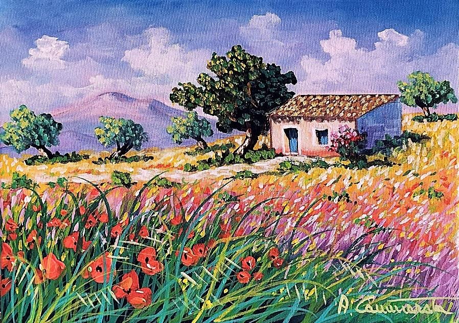 Primavera in collina Olio su tela 25 x 35 cm