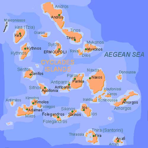 Mappa Isole Cicladi