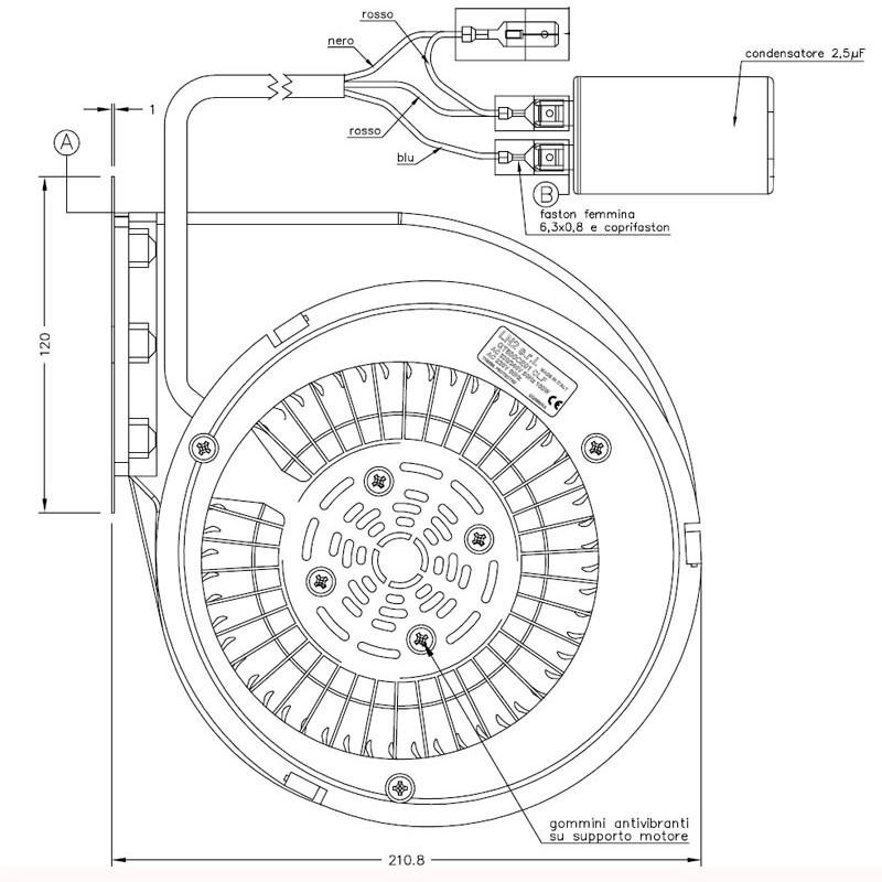 14706060 Ventilatore centrifugo SIT GROUP NATALINI  per stufa a pellet.