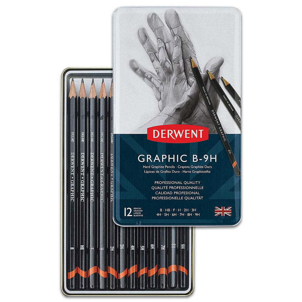 DERWENT - Graphic B/9H - Set 12 matite di grafite per grafica e disegno