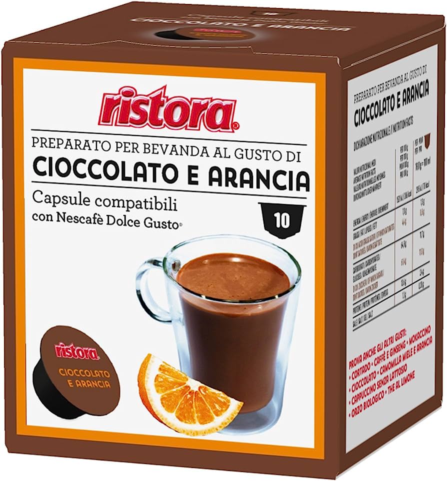 10 Capsule Ristora cioccolato e arancia compatibili con macchine Dolce Gusto