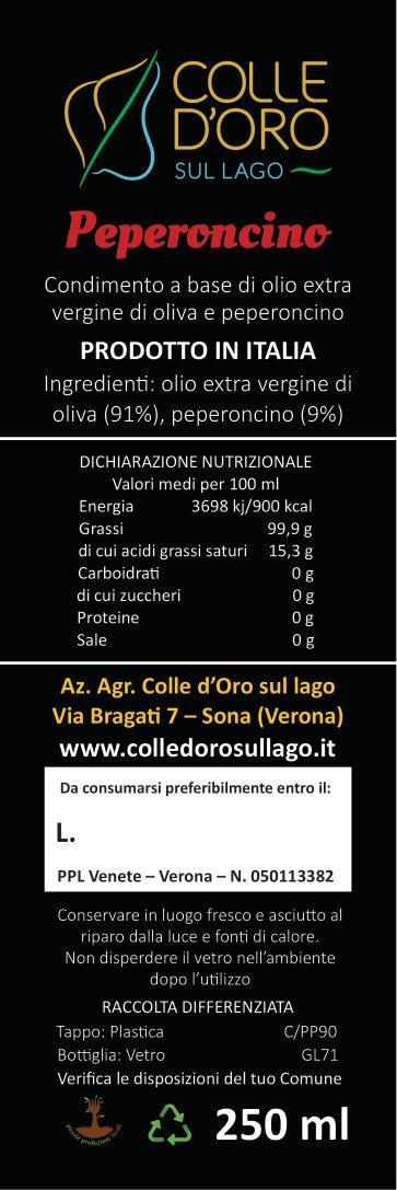 Cod. 05 Condimento a base di olio extra vergine di oliva (91%) e peperoncino (9%)