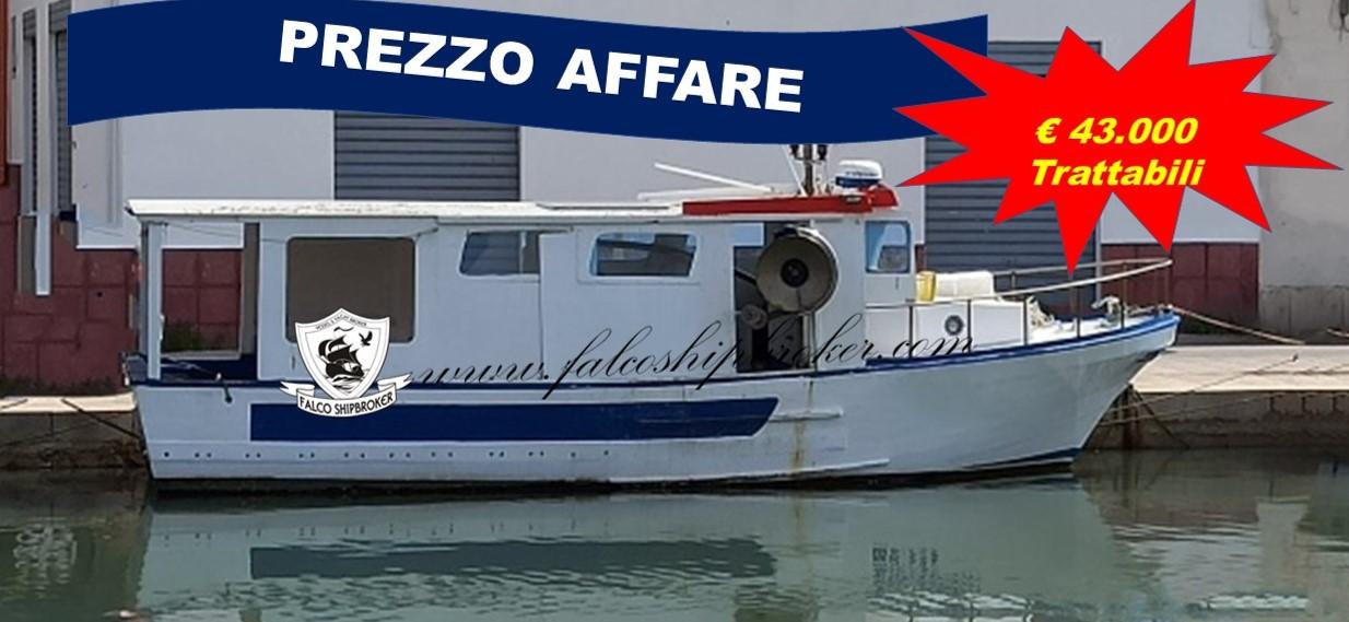 Barca da pesca in vendita con licenza palangari, circuizione con motore Aifo 320 cavalli, salpa rete idraulico inox