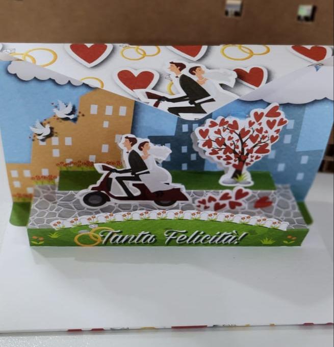 BIGLIETTO ORIGAMO PICCOLO SPOSI