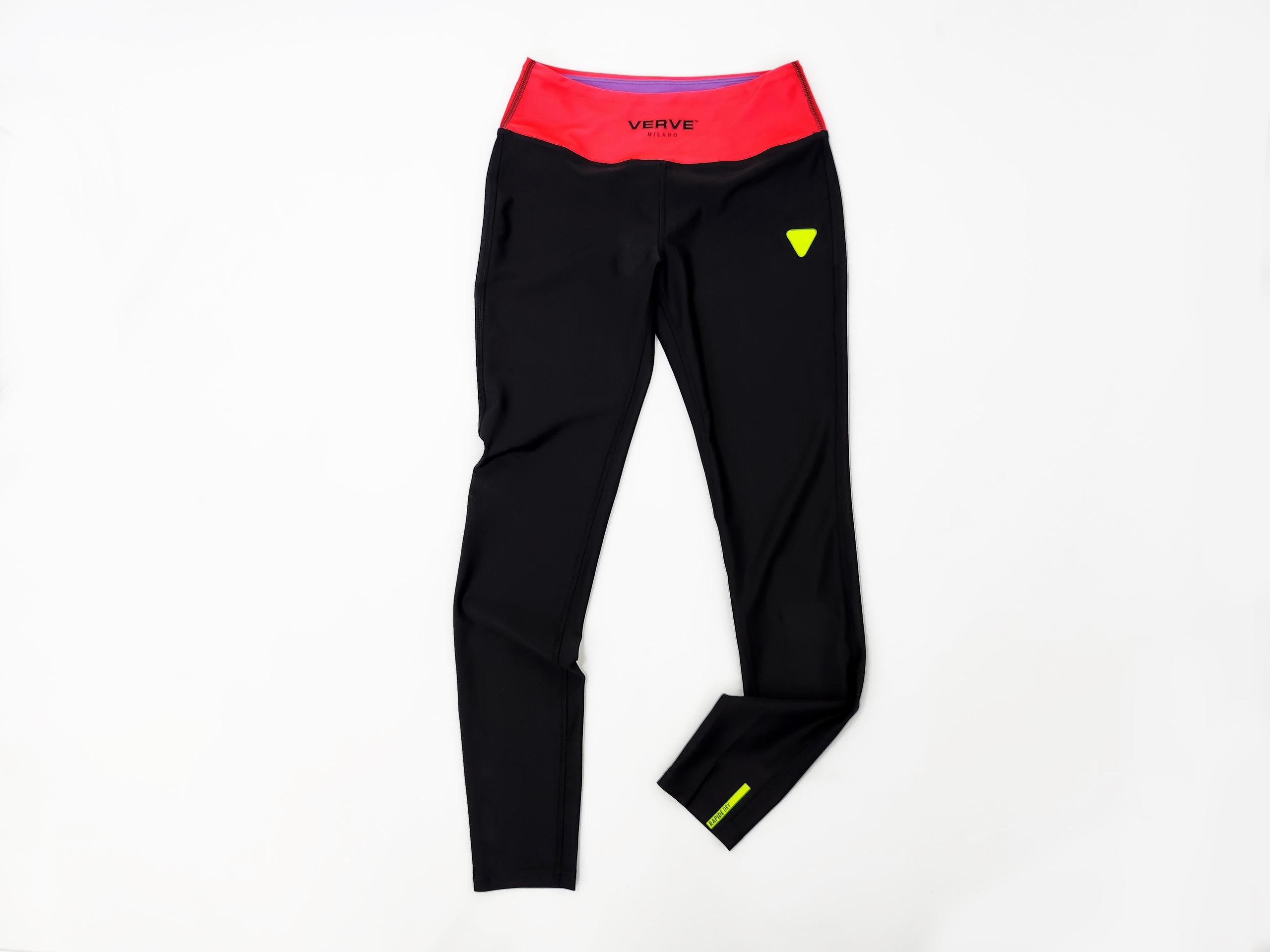Leggings Woman WORKOUT - BLACK RED FLUO