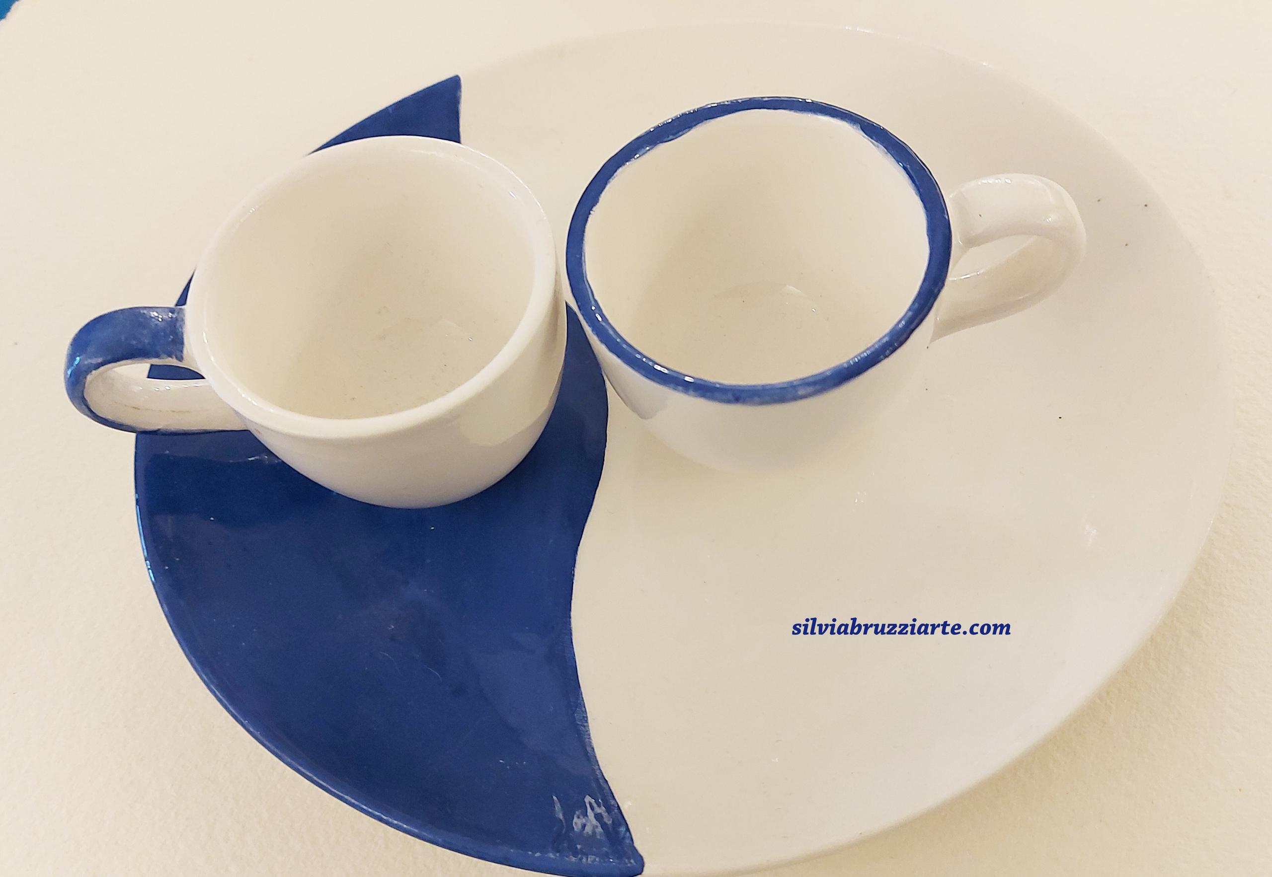 Coordinato Caffè per 2 Blu e Bianco