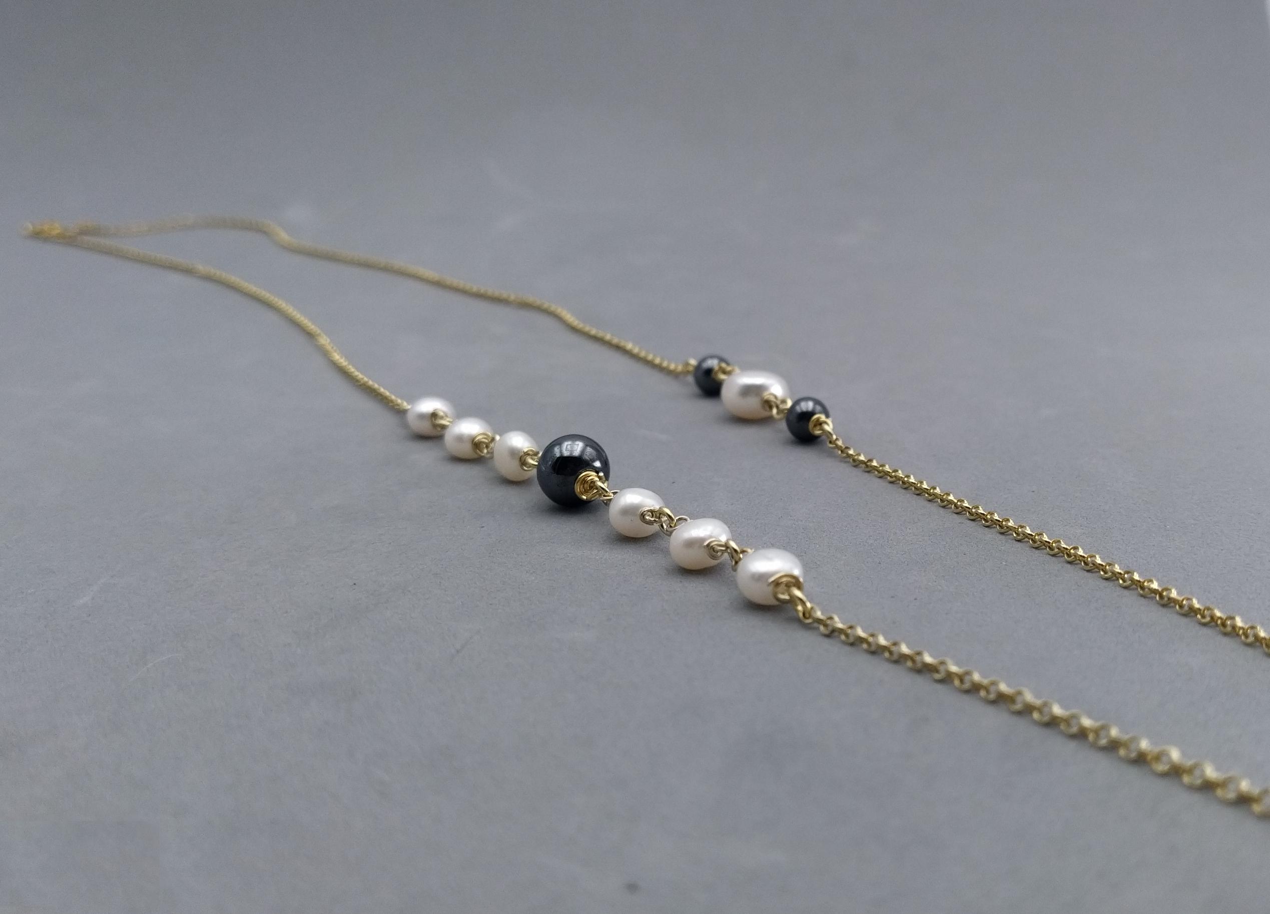 pearls and hematite necklace