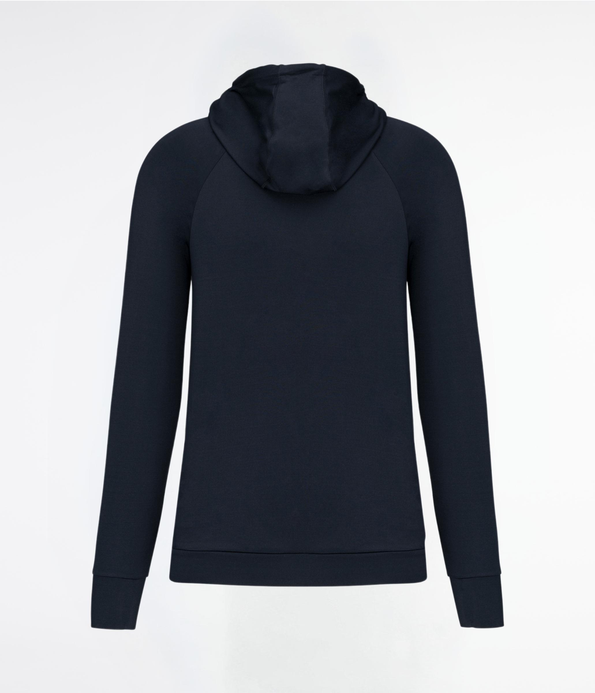 Felpa con cappuccio e zip 1/4 sporty navy