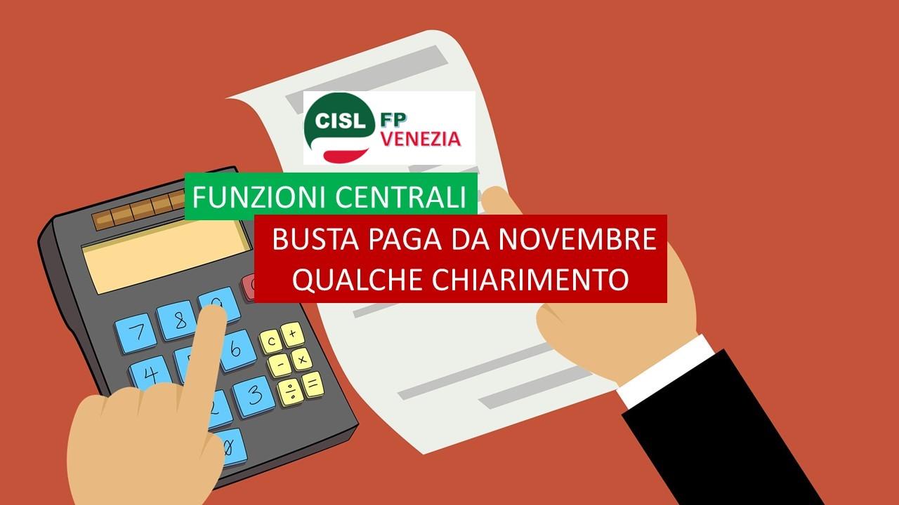 CISL FP Venezia. Funzioni Centrali. Busta paga da novembre: qualche chiarimento!