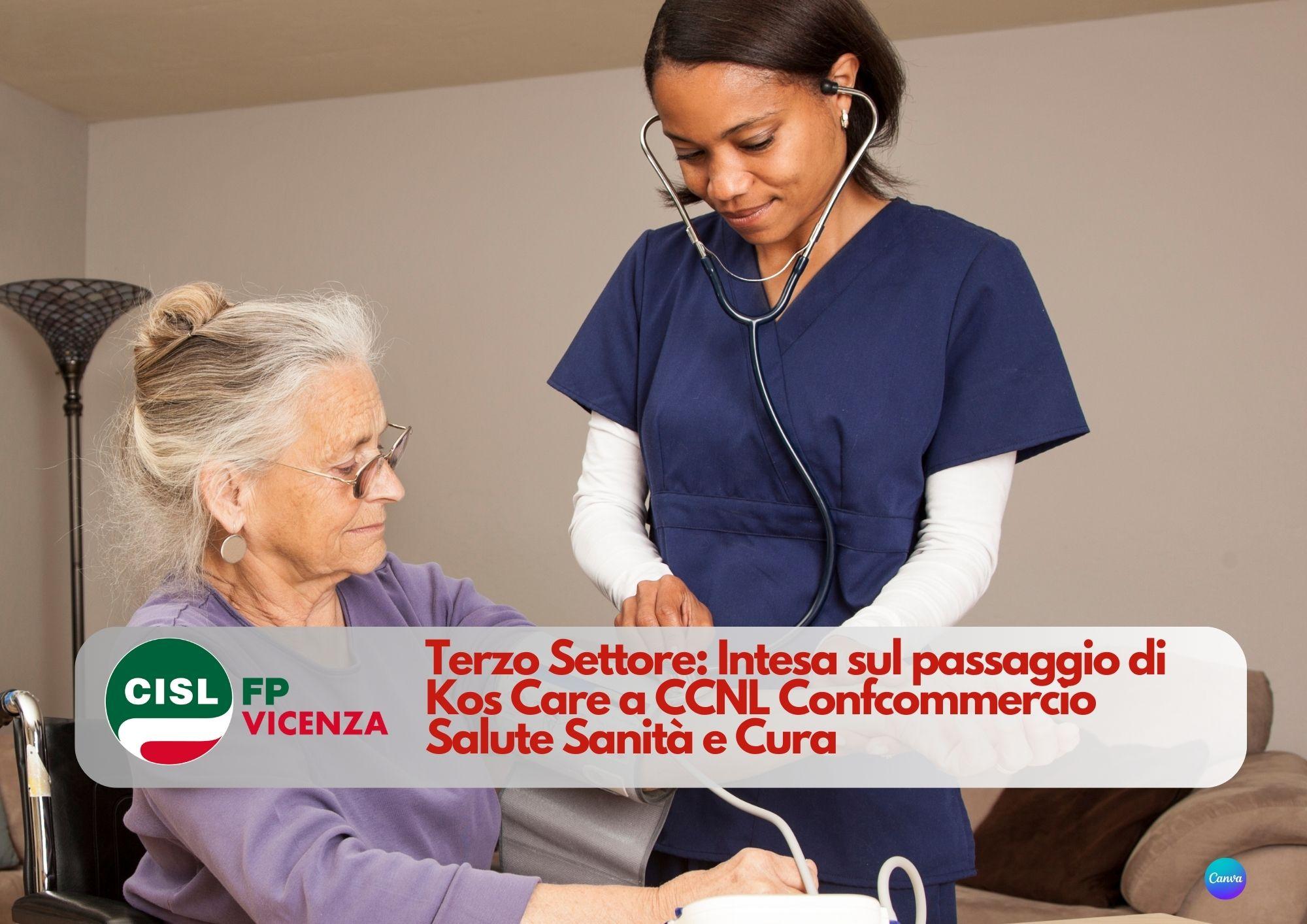 CISL FP Vicenza. Terzo Settore: Intesa sul passaggio di Kos Care a CCNL Confcommercio Salute Sanità e Cura