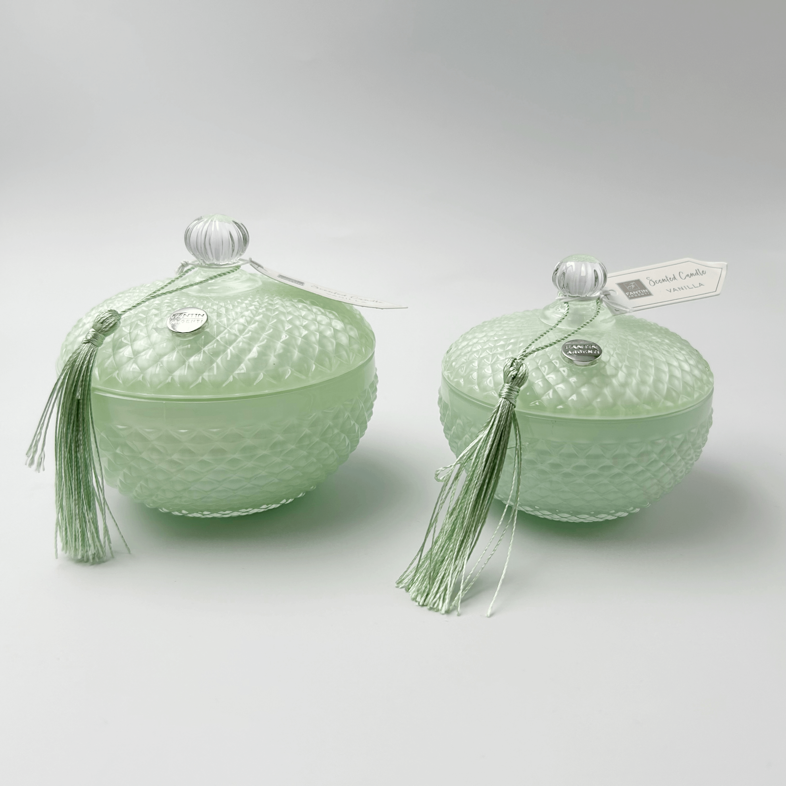 Cofanetto in vetro verde acqua con candela