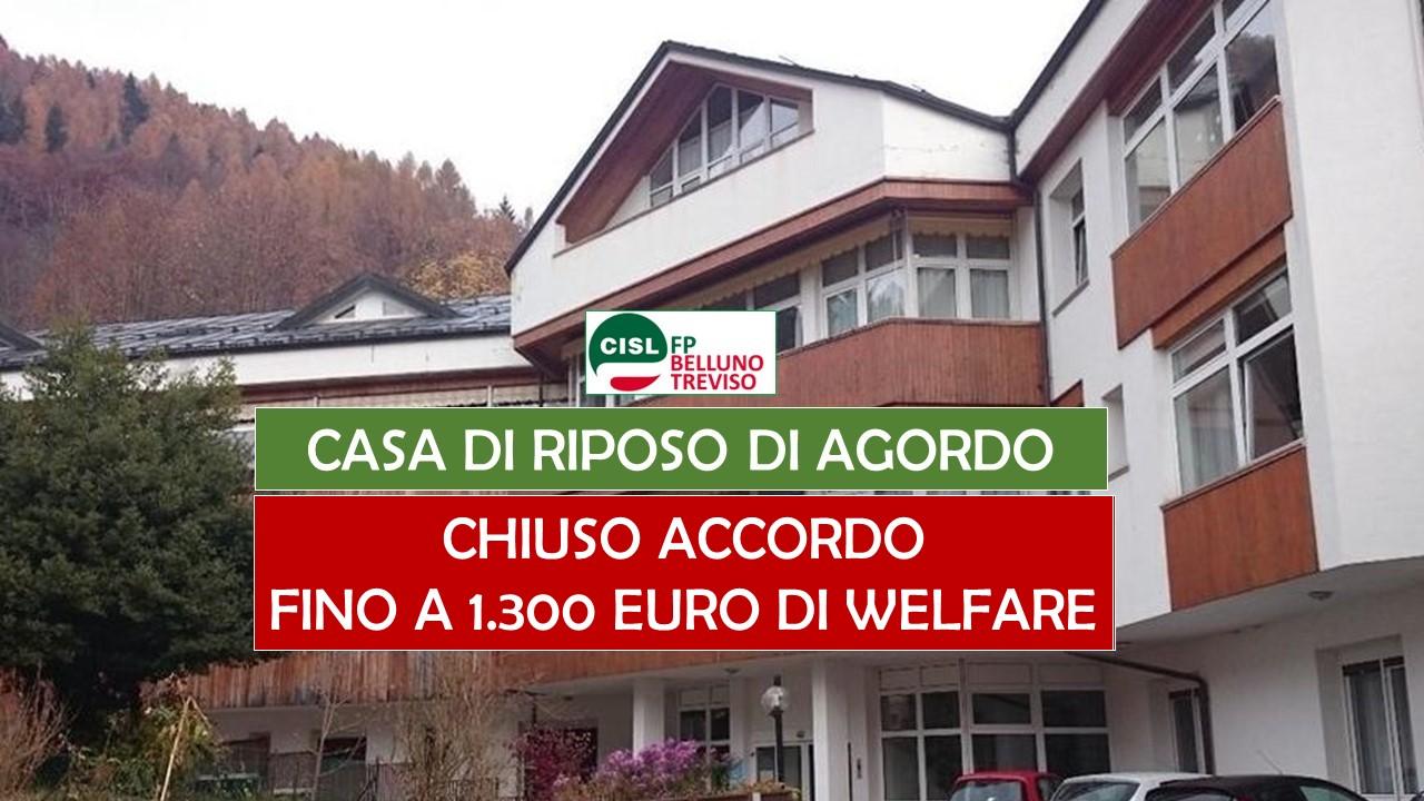 CISL FP Belluno Treviso. Casa di riposo di Agordo: fino a 1.300 euro di welfare. Chiuso l'accordo!