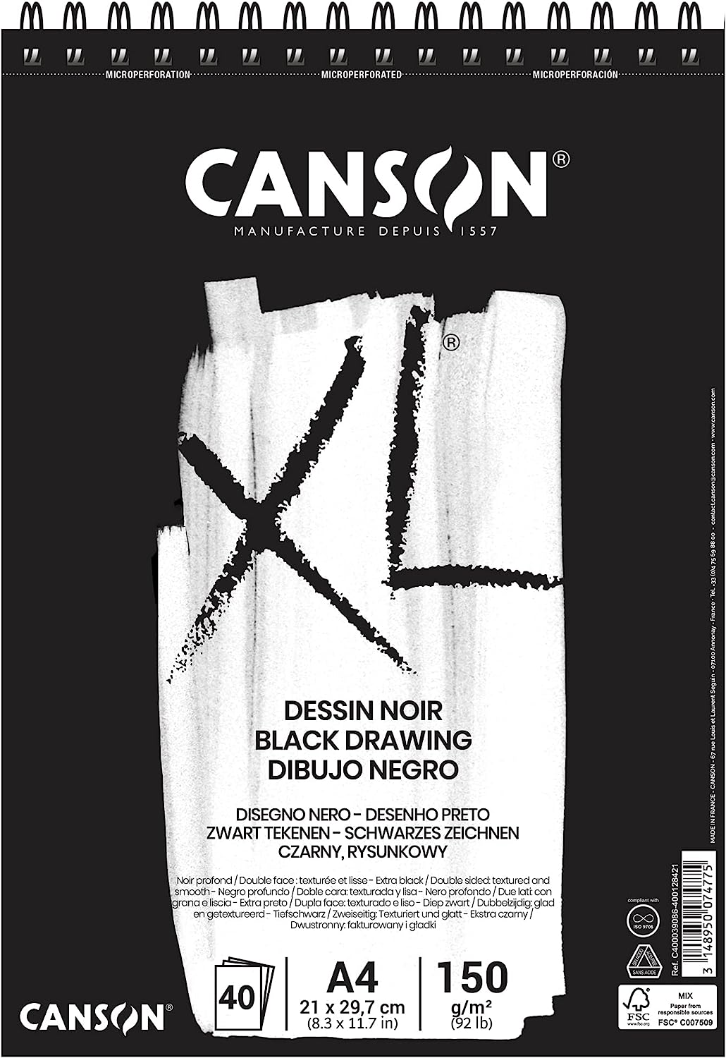 Canson XL - Dessin Noir - Blocco carta nera da disegno