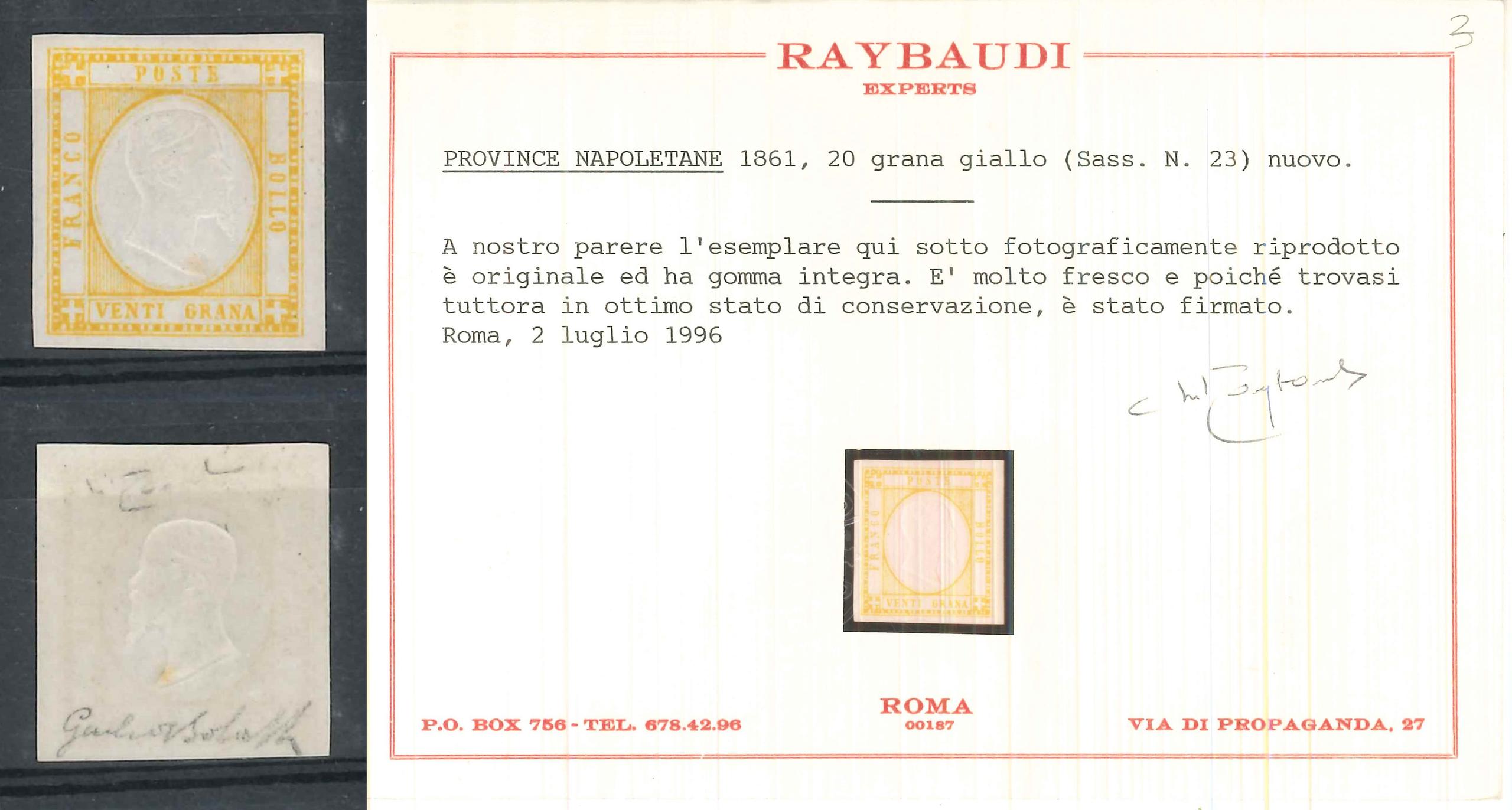 ASI PROVINCE NAPOLETANE -1861 ** (Catalogo Sassone n.° 23)